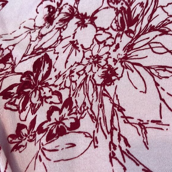 Basic edition size XL pink with red flowers button front cardigan GUC - Picture 3 of 8